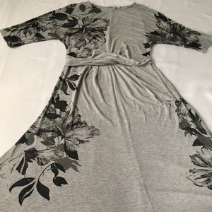 RJR. John Rocha Grey Floral Print Midi Dress
